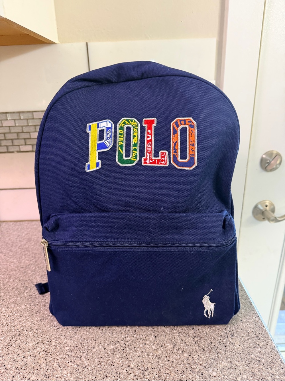 Polo by Ralph Lauren Navy Canvas Backpack with Multicolor POLO Patch
